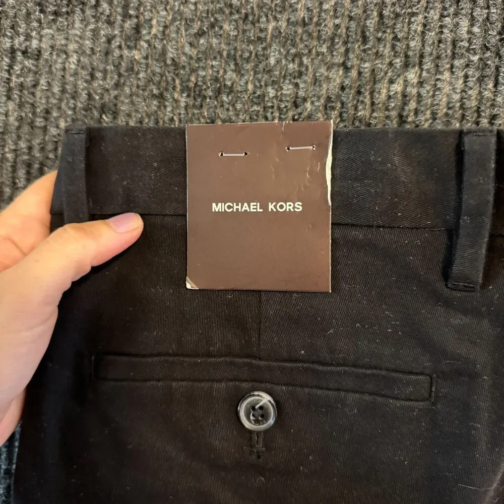 Michael Kors Mens Stretch Cotton Chino Shorts Black W30 NWT